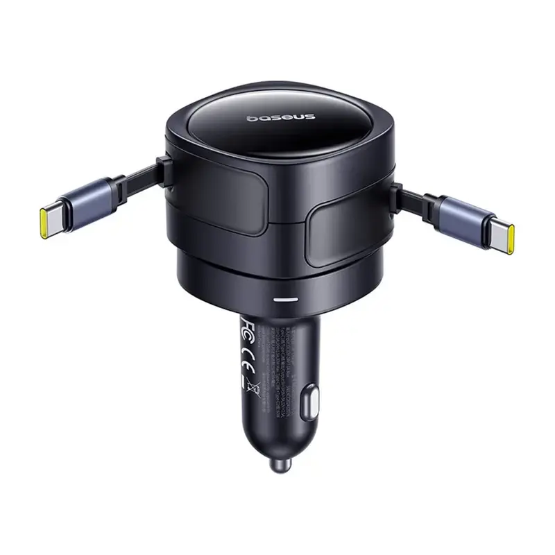 Automobilinis įkroviklis Baseus Enjoyment Max 60W su integruotais USB-C laidais, 60W išėjimas