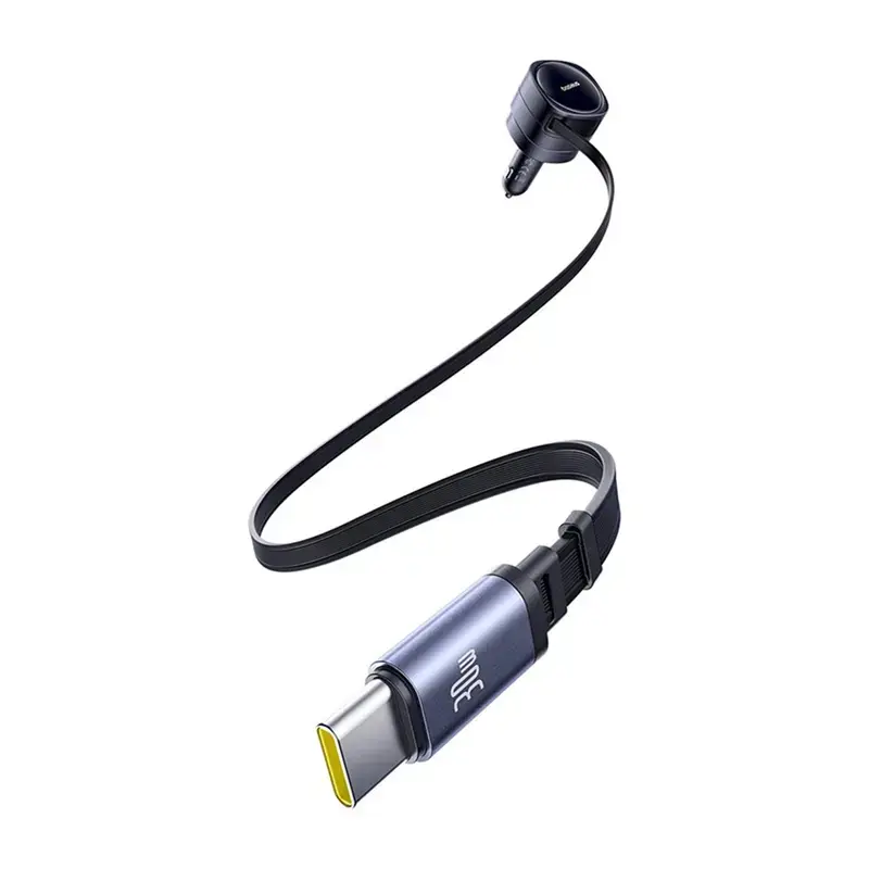 Automobilinis įkroviklis Baseus Enjoyment Max 60W su integruotais USB-C laidais, 60W išėjimas