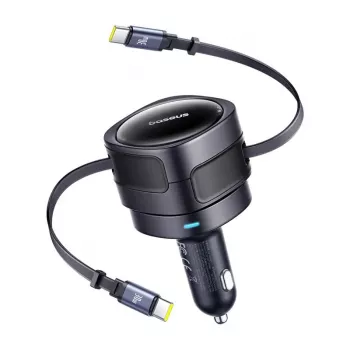 Automobilinis įkroviklis Baseus Enjoyment Max 60W su integruotais USB-C laidais, 60W išėjimas
