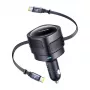 Automobilinis įkroviklis Baseus Enjoyment Max 60W su integruotais USB-C laidais, 60W išėjimas