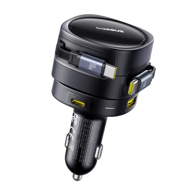 Automobilinis įkroviklis Baseus Enjoyment Max 90W su USB-C ir USB-A prievadais