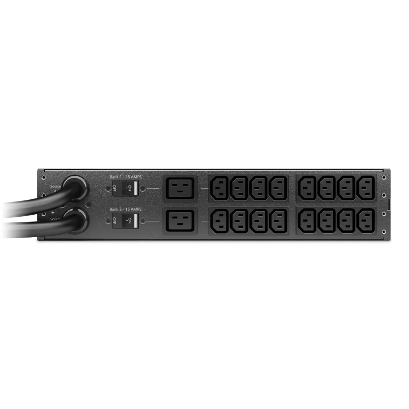 APC NetShelter Rack automatinis perjungimo jungiklis, 2U, 32A, 230V, 2 IEC 309 IN, 16 C13, 2 C19 OUT, 50/60 Hz