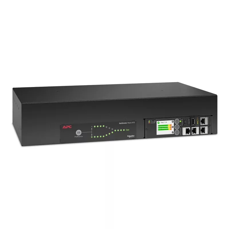 APC NetShelter Rack automatinis perjungimo jungiklis, 2U, 32A, 230V, 2 IEC 309 IN, 16 C13, 2 C19 OUT, 50/60 Hz