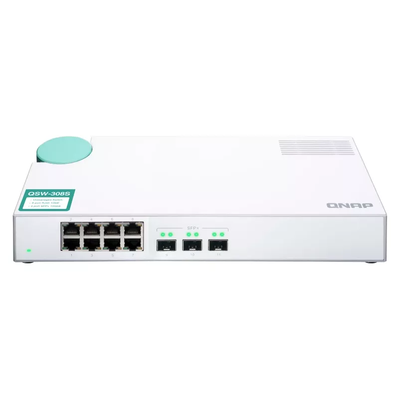 QNAP QSW-308S tinklo jungiklis, nevaldomas, Gigabit Ethernet (10/100/1000), baltas