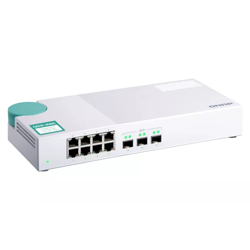 QNAP QSW-308S tinklo jungiklis, nevaldomas, Gigabit Ethernet (10/100/1000), baltas