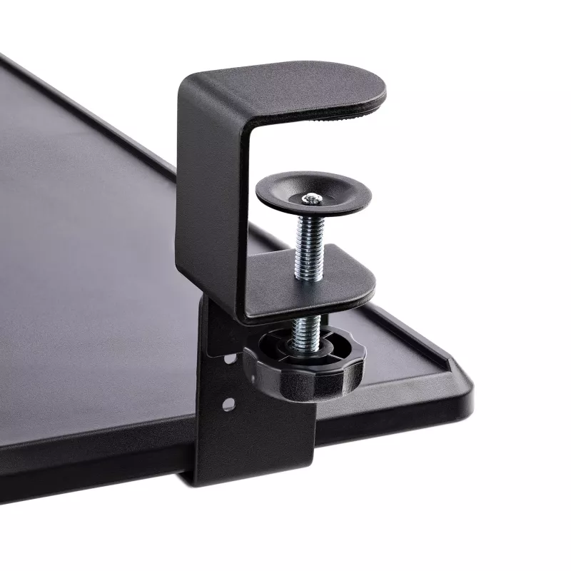 StarTech.com po stalu montuojama klaviatūros lentyna, užspaudžiama ergonomiška klaviatūros laikiklis, iki 12 kg, slankiojanti klaviatūros ir pelės dėžė su C-spaustuvais, reguliuojamo aukščio (3,9/4,7/5,5 col.)