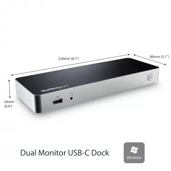 StarTech.com dviejų monitorių USB-C dokų stotis su 60W galios tiekimu, USB-C į HDMI/DVI, USB 3.1 Gen 1, suderinama su Thunderbolt 3