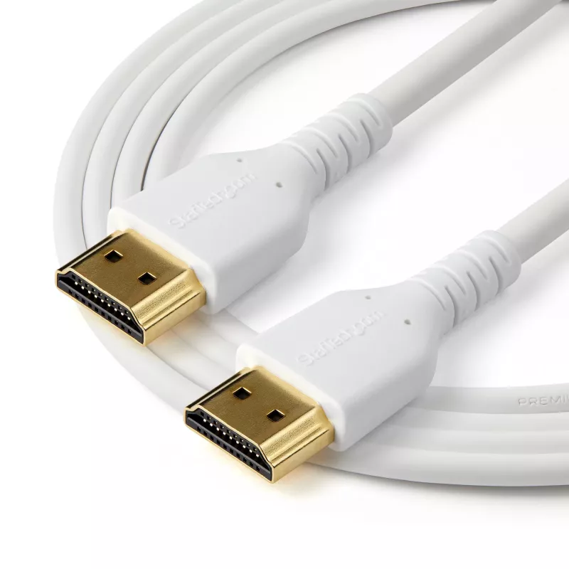 StarTech.com 1 m HDMI 2.0 lydinis plonas laidas, lankstus, sertifikuotas, su Ethernet, UHD 4K 60Hz HDR10, aramido pluoštas, TPE apvalkalas, baltas
