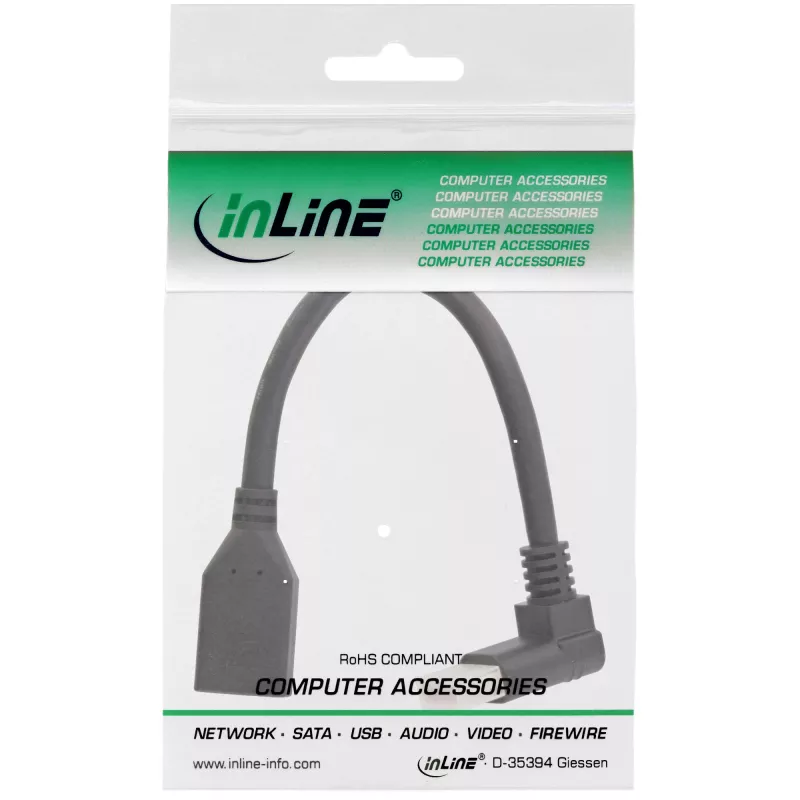 InLine DisplayPort 1.4 adapterinis kabelis M/F, 8K4K, kampu į viršų, juodas/auksinis