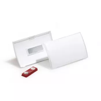 Durable Click Fold 8212-19 sulankstomas vardinis ženklelis, skaidrus PP, 75x40 mm, 10 vnt., magnetinis tvirtinimas