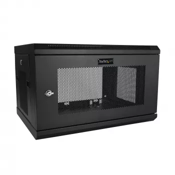 StarTech.com 2-Post 6U sieninis tinklo spintas su 1U lentyna, 19 colių sieninis serverių stovas duomenų / tinklo / AV / elektronikos / kompiuterinės įrangos išdėstymui, mažas ventiliuojamas stovo korpusas