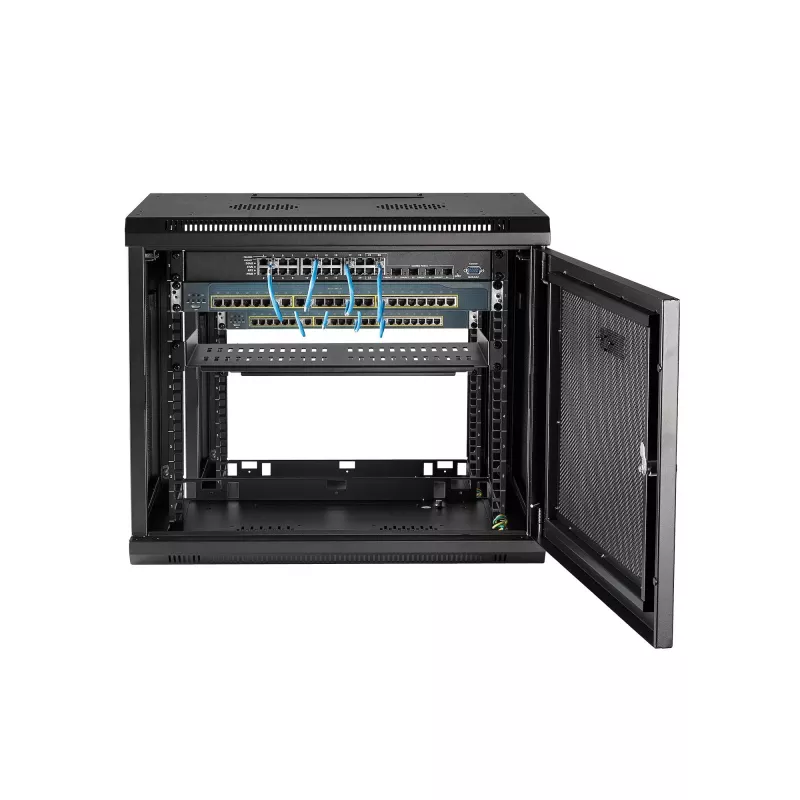 StarTech.com 2-Post 9U sieninis tinklo spintos korpusas su 1U lentyna, 19 colių sieninis serverio stovas duomenų / tinklo / AV / elektronikos / kompiuterinės įrangos montavimui, mažas vėdinamas korpusas