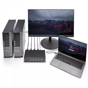 StarTech.com 4 prievadų HDMI KVM jungiklis su USB 3.0 – 1080p, 1920 x 1080 pikselių, montavimas į stelažą, juoda