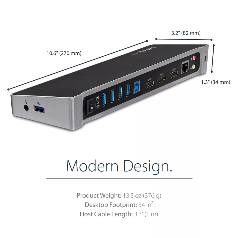 StarTech.com USB 3.0 dokavimo stotelė trims monitoriams – 1x HDMI – 2x DisplayPort