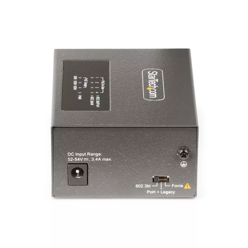 StarTech.com 4 prievadų kelių gigabitų PoE++ injektorius, 5/2,5/1G Ethernet (NBASE-T), PoE/PoE+/PoE++ (802.3af/802.3at/802.3bt), 160W galios biudžetas, montavimas ant sienos/DIN bėgio, nevaldomas