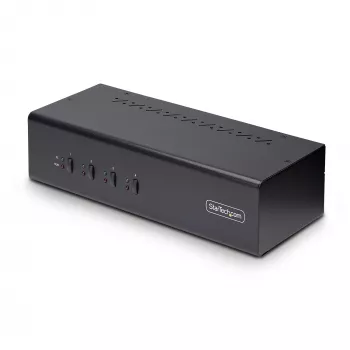 StarTech.com 4 prievadų dviejų monitorių DisplayPort KVM jungiklis, 4K 60Hz, 2x USB 5Gbps šakotuvai, 2x USB 2.0 HID prievadai, karštųjų klavišų ir mygtukų perjungimas, TAA atitiktis - 3.5mm garsas, HDCP