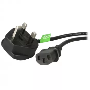 StarTech.com 6 pėdų (1,8 m) JK kompiuterio maitinimo laidas, 18AWG, BS 1363 į C13, 10A 250V, juodas, atsarginis kintamosios srovės maitinimo laidas, virdulio laidas / JK maitinimo laidas, PC maitinimo laidas, TV / monitoriaus maitinimo laidas