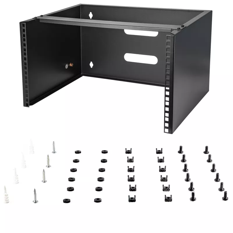 StarTech.com 6U sieninis tinklo stovas – 14 colių gylio (žemo profilio) – 19 colių skydo laikiklis sekliems serveriams ir IT įrangai, tinklo jungikliams – 44 svarų/20 kg talpa, juodas