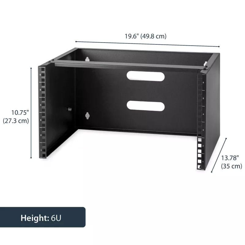 StarTech.com 6U sieninis tinklo stovas – 14 colių gylio (žemo profilio) – 19 colių skydo laikiklis sekliems serveriams ir IT įrangai, tinklo jungikliams – 44 svarų/20 kg talpa, juodas