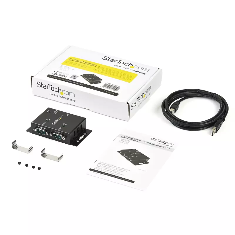 StarTech.com 2 prievadų pramoninis USB į RS232 adapteris su DIN bėgio laikikliais