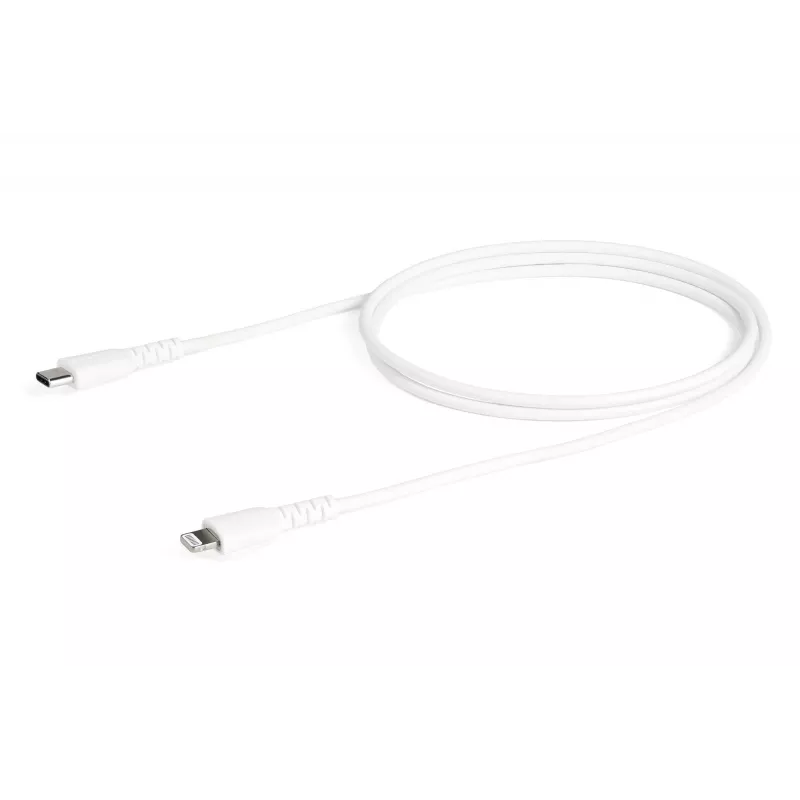 StarTech.com 1 m baltas USB-C į Lightning laidas – tvirtas aramidinio pluošto USB Type C į Lightning įkrovimo/sinchronizavimo kabelis, Apple MFi sertifikuotas, iPad/iPhone