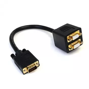 StarTech.com VGA skirstytuvas 0,3 m, VGA (D-Sub) kištukas į 2x VGA (D-Sub) lizdus, juodas