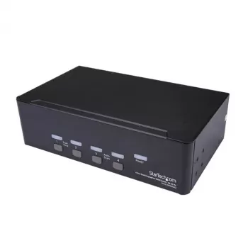 StarTech.com 4 prievadų dvigubas DisplayPort KVM jungiklis - 4K 60Hz, 3840 x 2160 pikseliai, 4K Ultra HD, montavimas į stelažą, 18 W, 2U, juodas
