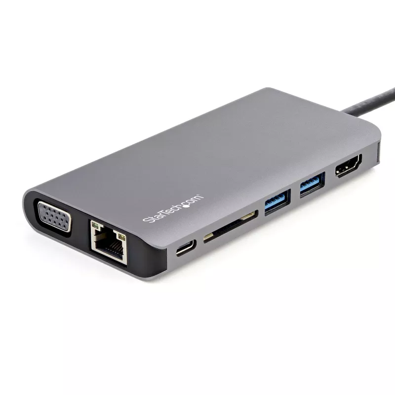 StarTech.com USB-C Mini kelioninis dokas su 4K HDMI / 1080p VGA, 3x USB 3.0, SD, GbE, garsu, 100W PD perdavimu