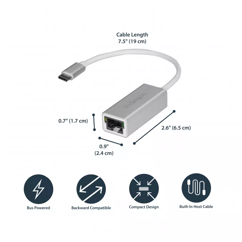StarTech.com USB-C į Gigabit tinklo adapteris – sidabrinis