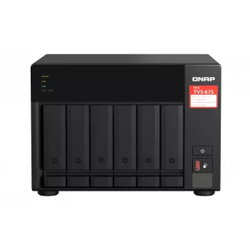 QNAP TVS-675 NAS bokštas ZhaoXin KaiXian KX-6000 KX-U6580 8 GB DDR4 0 TB QuTS hero Juoda