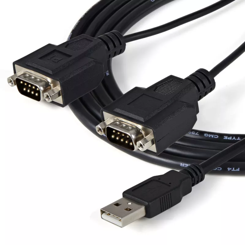 StarTech.com 1,8 m 2 prievadų FTDI USB į RS232 adapterio kabelis su COM išlaikymu