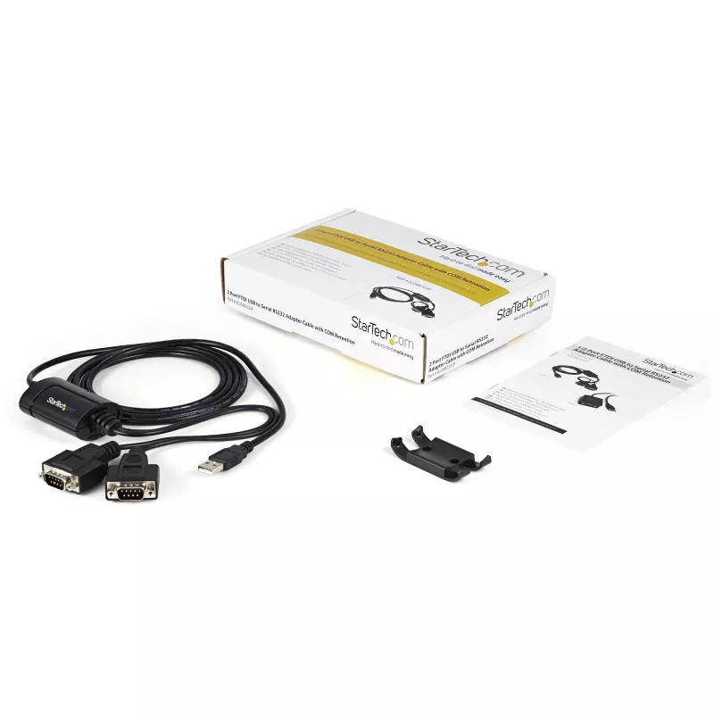 StarTech.com 1,8 m 2 prievadų FTDI USB į RS232 adapterio kabelis su COM išlaikymu