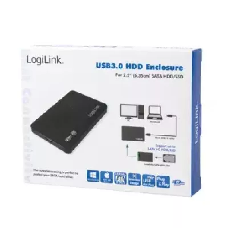 Išorinis HDD korpusas LogiLink UA0256 Juodas 2.5 colio