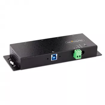 StarTech.com 4 prievadų pramoninis USB 3.0 5Gbps šakotuvas, tvirtas USB šakotuvas su ESD apsauga, DIN/sieninis/stalinis montavimas USB-A šakotuvas, USB plėtiklis su fiksuojamais prievadais, sunkiasvoris - TAA