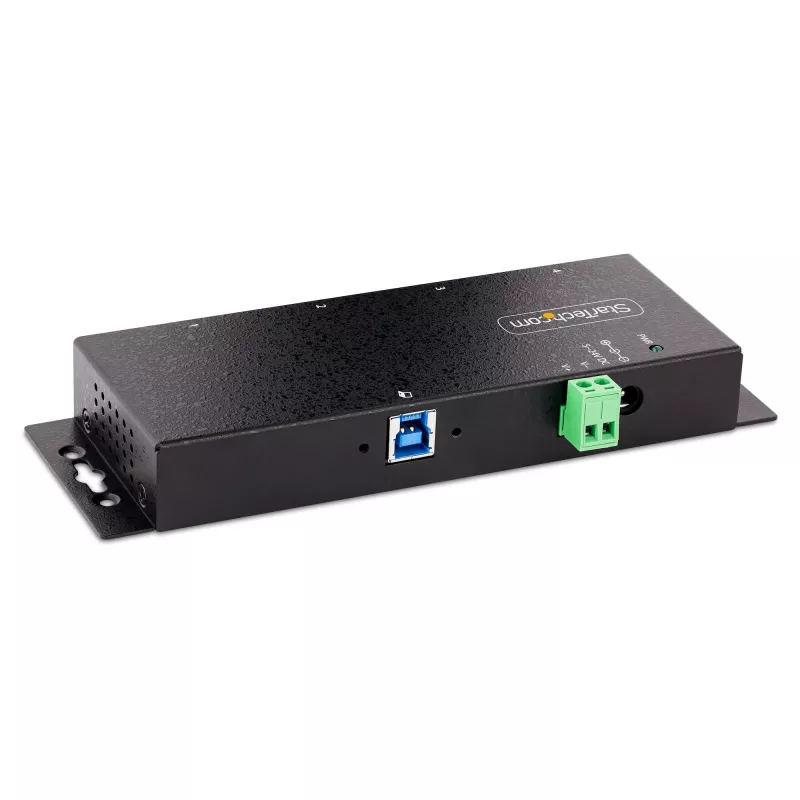 StarTech.com 4 prievadų pramoninis USB 3.0 5Gbps šakotuvas, tvirtas USB šakotuvas su ESD apsauga, DIN/sieninis/stalinis montavimas USB-A šakotuvas, USB plėtiklis su fiksuojamais prievadais, sunkiasvoris - TAA