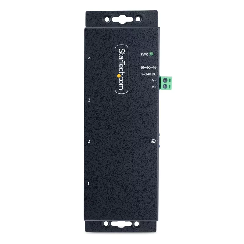 StarTech.com 4 prievadų pramoninis USB 3.0 5Gbps šakotuvas, tvirtas USB šakotuvas su ESD apsauga, DIN/sieninis/stalinis montavimas USB-A šakotuvas, USB plėtiklis su fiksuojamais prievadais, sunkiasvoris - TAA