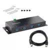 StarTech.com 4 prievadų pramoninis USB 3.0 5Gbps šakotuvas, tvirtas USB šakotuvas su ESD apsauga, DIN/sieninis/stalinis montavimas USB-A šakotuvas, USB plėtiklis su fiksuojamais prievadais, sunkiasvoris - TAA