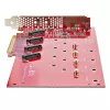StarTech.com Quad M.2 PCIe adapterio kortelė, PCIe x16 į keturis NVMe arba AHCI M.2 SSD, PCI Express 4.0, 7,8GBps/diske, reikalinga bifurkacija, suderinama su Windows/Linux