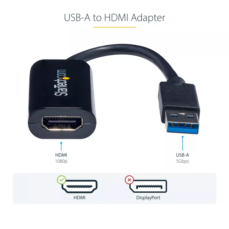 StarTech.com USB 3.0 į HDMI adapteris, USB į HDMI monitoriaus keitiklis, 1080p, tik Windows (nepalaiko macOS/ChromeOS/Linux) - TAA