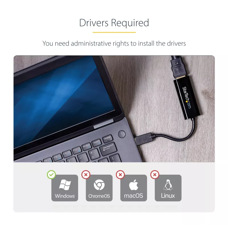 StarTech.com USB 3.0 į HDMI adapteris, USB į HDMI monitoriaus keitiklis, 1080p, tik Windows (nepalaiko macOS/ChromeOS/Linux) - TAA