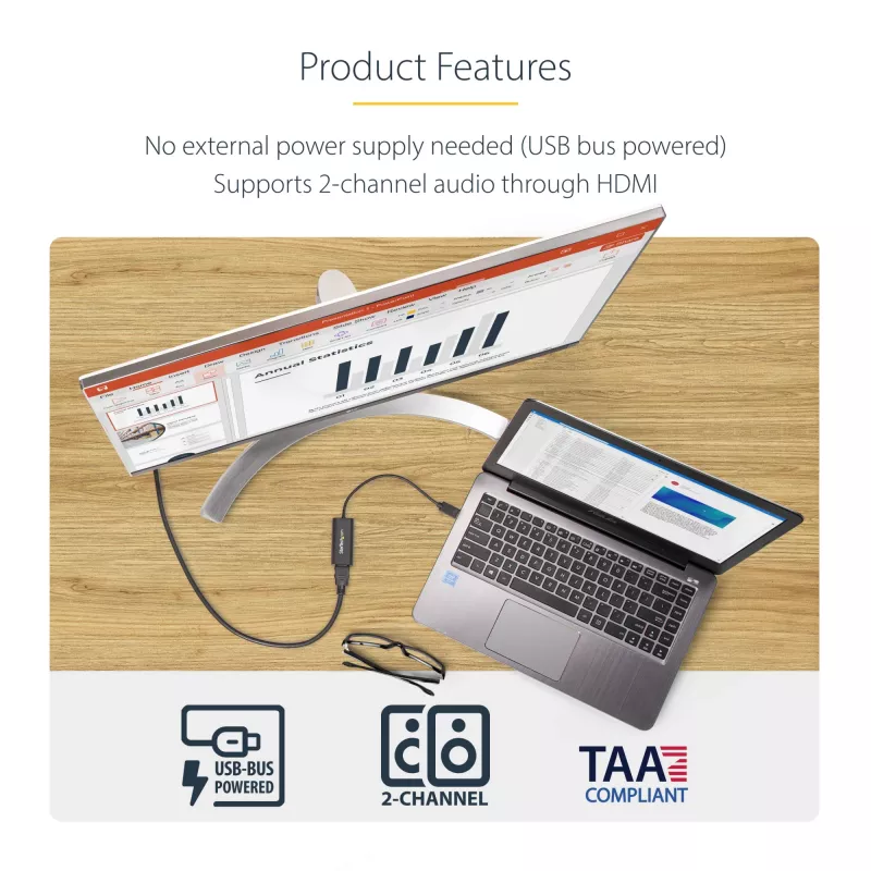 StarTech.com USB 3.0 į HDMI adapteris, USB į HDMI monitoriaus keitiklis, 1080p, tik Windows (nepalaiko macOS/ChromeOS/Linux) - TAA