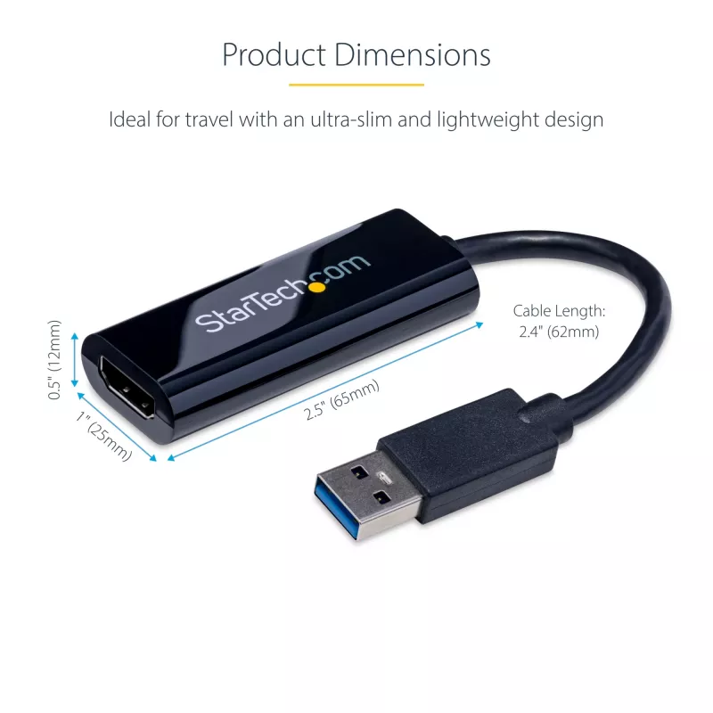 StarTech.com USB 3.0 į HDMI adapteris, USB į HDMI monitoriaus keitiklis, 1080p, tik Windows (nepalaiko macOS/ChromeOS/Linux) - TAA