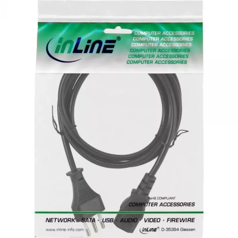 InLine maitinimo laidas, Italijos kištukas / 3 kontaktų IEC C13, 1,8 m