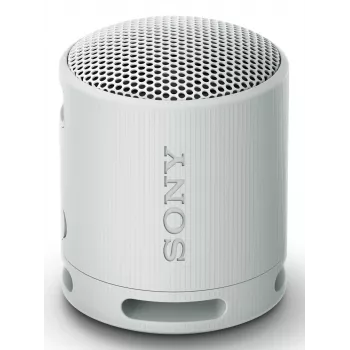 Sony SRS-XB100 - Belaidis Bluetooth garsiakalbis, IP67 atsparus vandeniui ir dulkėms, 16 val. baterija, ekologiškas, lauko ir kelionių modelis, šviesiai pilka