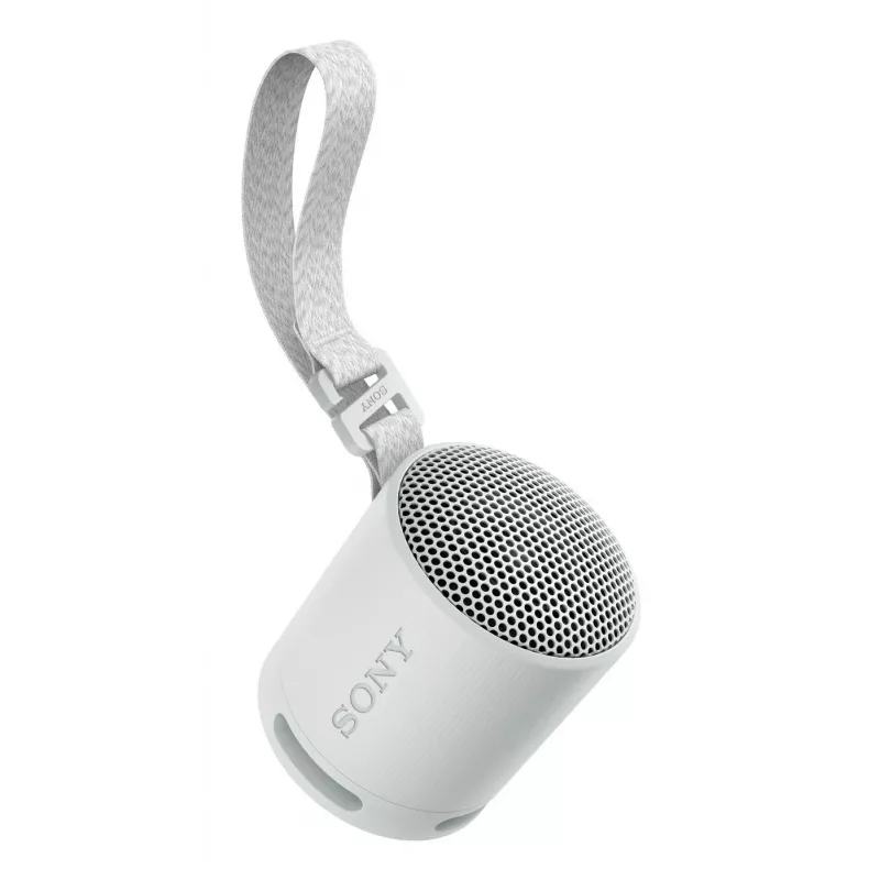 Sony SRS-XB100 - Belaidis Bluetooth garsiakalbis, IP67 atsparus vandeniui ir dulkėms, 16 val. baterija, ekologiškas, lauko ir kelionių modelis, šviesiai pilka