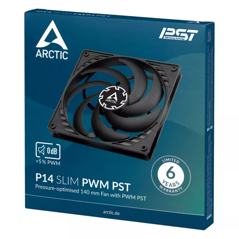 ARCTIC P14 Slim PWM PST slėgio optimizavimo 140 mm PWM ventiliatorius su integruotu Y kabeliu
