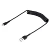 StarTech.com 50 cm USB į Lightning laidas, MFi sertifikuotas, spiralinis iPhone įkrovimo laidas, juodas, patvari TPE striukė, aramido pluoštas