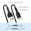 StarTech.com 50 cm USB į Lightning laidas, MFi sertifikuotas, spiralinis iPhone įkrovimo laidas, juodas, patvari TPE striukė, aramido pluoštas
