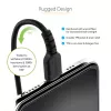 StarTech.com 50 cm USB į Lightning laidas, MFi sertifikuotas, spiralinis iPhone įkrovimo laidas, juodas, patvari TPE striukė, aramido pluoštas