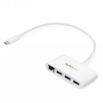 StarTech.com 3 prievadų USB-C centras su Gigabit Ethernet - USB-C į 3x USB-A - USB 3.0 centras - Baltas